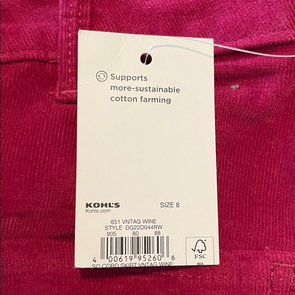 NWT SO “Vintage Wine” corduroy button front skirt Girl’s sz 8 - Picture 4 of 8